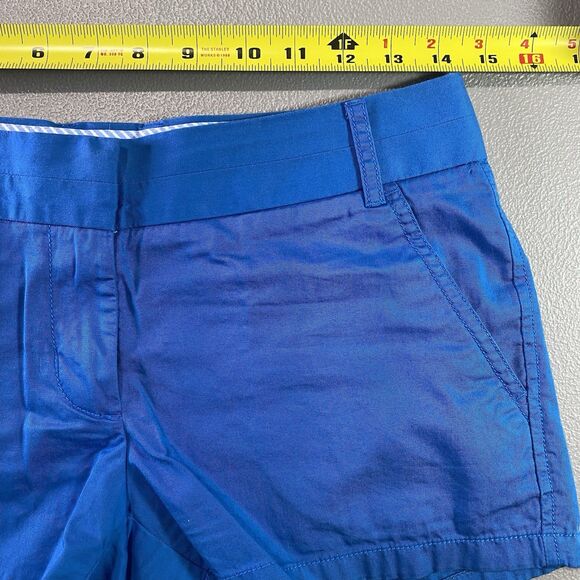 J CREW Broken In Chino Shorts Classic Fit Low Rise Pockets Twill Womens 0 Blue - Picture 4 of 8